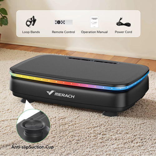 MERACH Vibration Plate Exercise Machine with Light Whole Body Workout Power Vibrate Platform Vibration Plate Lymphatic Drainage