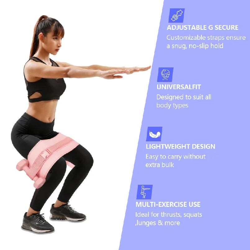 Pink Thrust Belt – for Dumbbells, Kettlebells, and Plates – Slip-Resistant Padding for Hip Protection – Perfect for Gym, Home, and On-The-Go Workouts