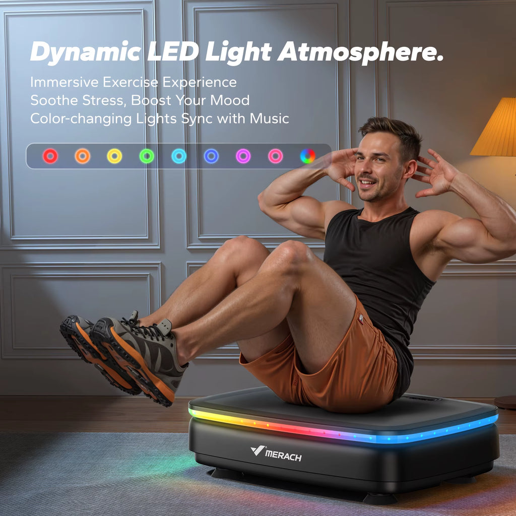 MERACH Vibration Plate Exercise Machine with Light Whole Body Workout Power Vibrate Platform Vibration Plate Lymphatic Drainage