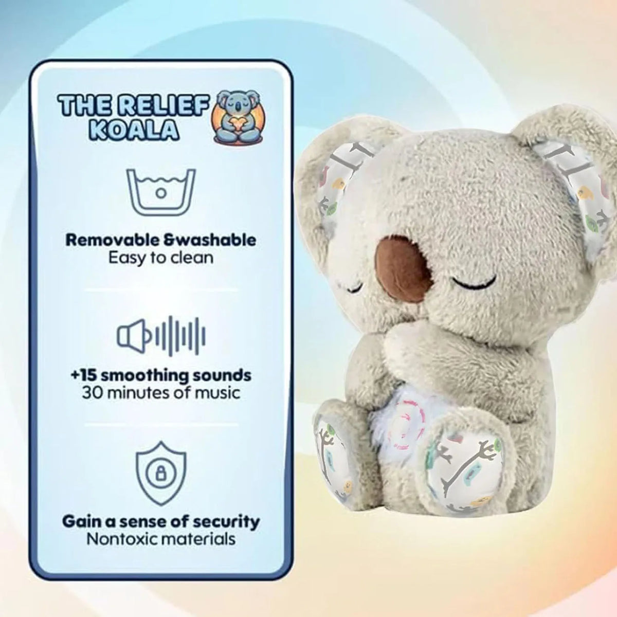 New Sell 1pc Evoraco Breathing Koala Plush - Soothing Stuffed Animal W/ Heartbeat, Anxiety Relief Gift for Birthday & Christmas