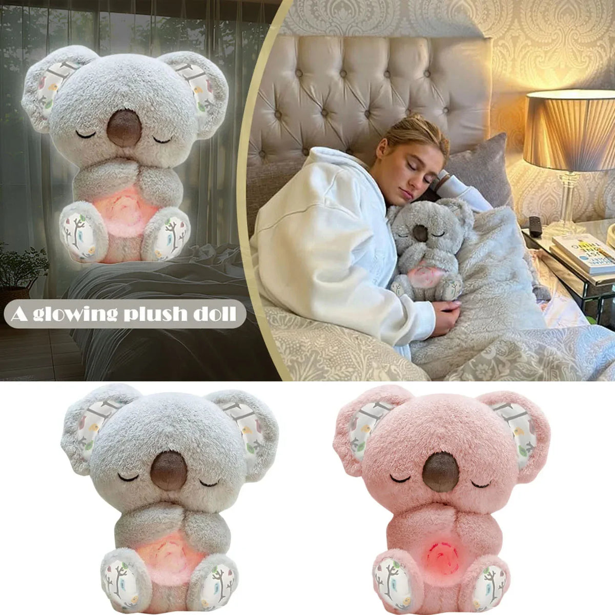 New Sell 1pc Evoraco Breathing Koala Plush - Soothing Stuffed Animal W/ Heartbeat, Anxiety Relief Gift for Birthday & Christmas