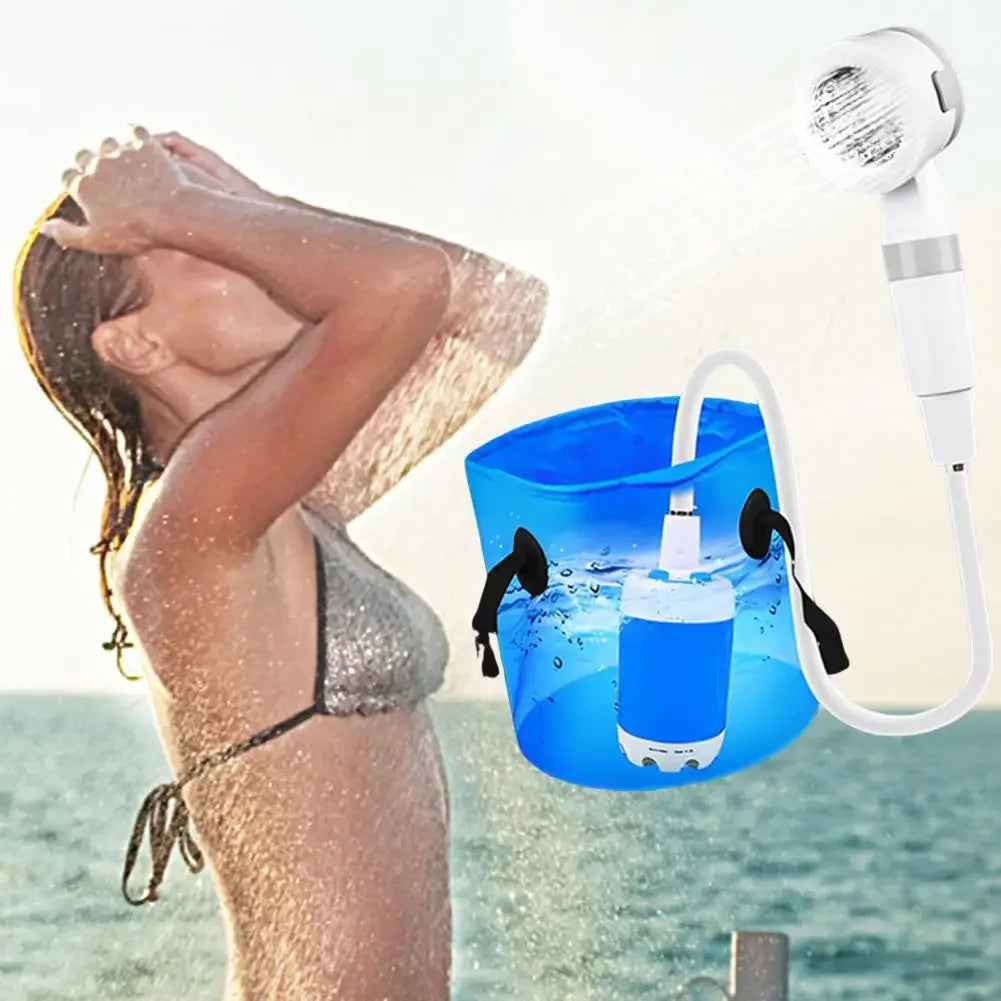 No need for electricity portable camping shower outdoor camping shower pump rechargeable electric shower pump with smart digital