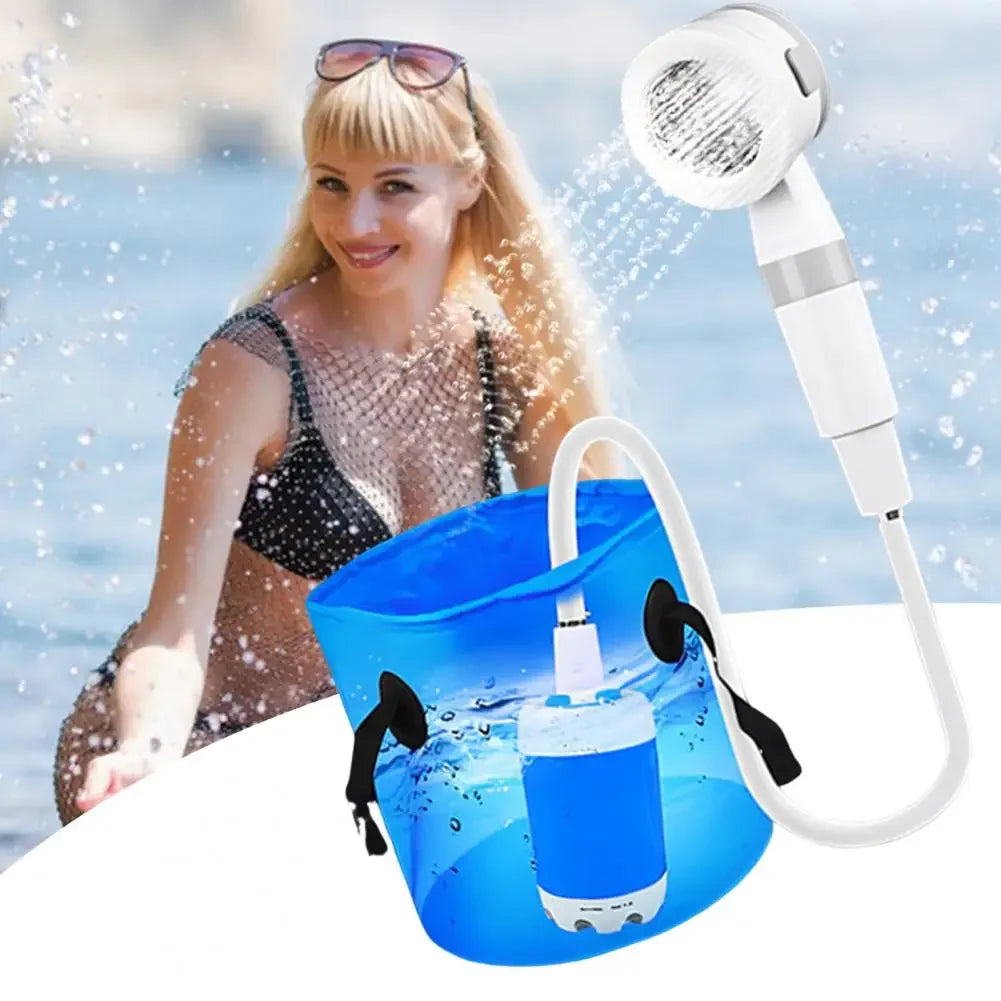 No need for electricity portable camping shower outdoor camping shower pump rechargeable electric shower pump with smart digital